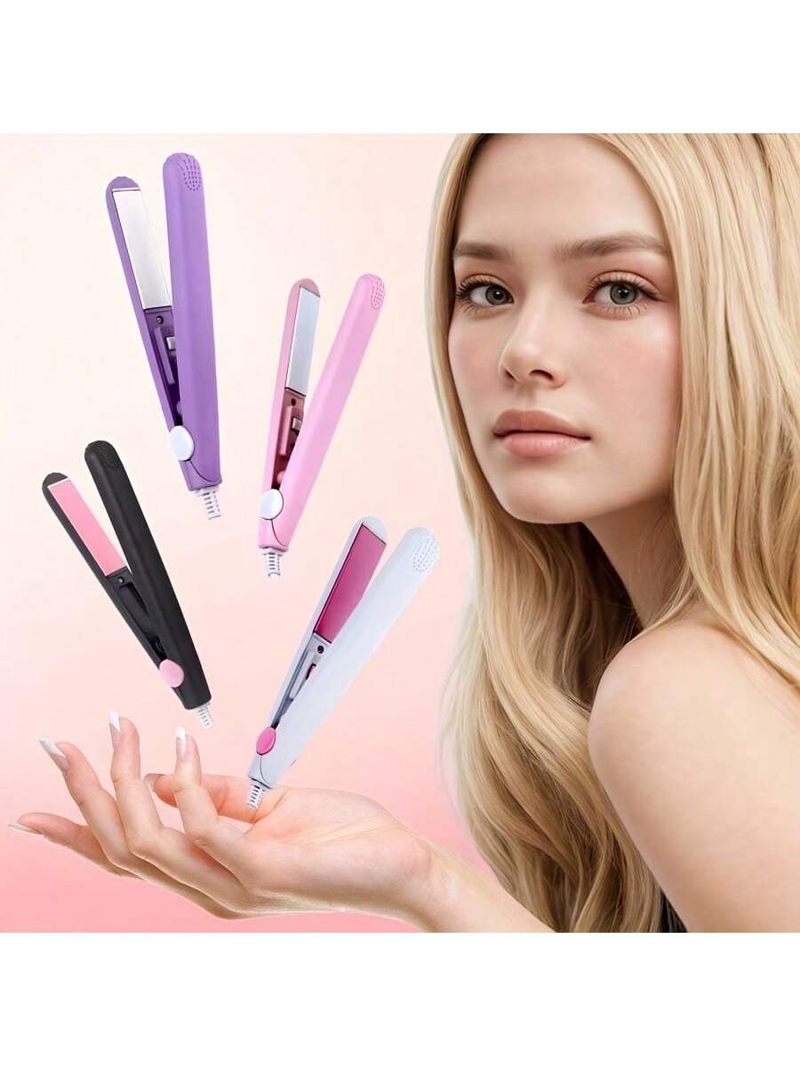  Mini Straightening Iron – Multi‑Color Ceramic Plates, Quick Heat & Bangs Curler