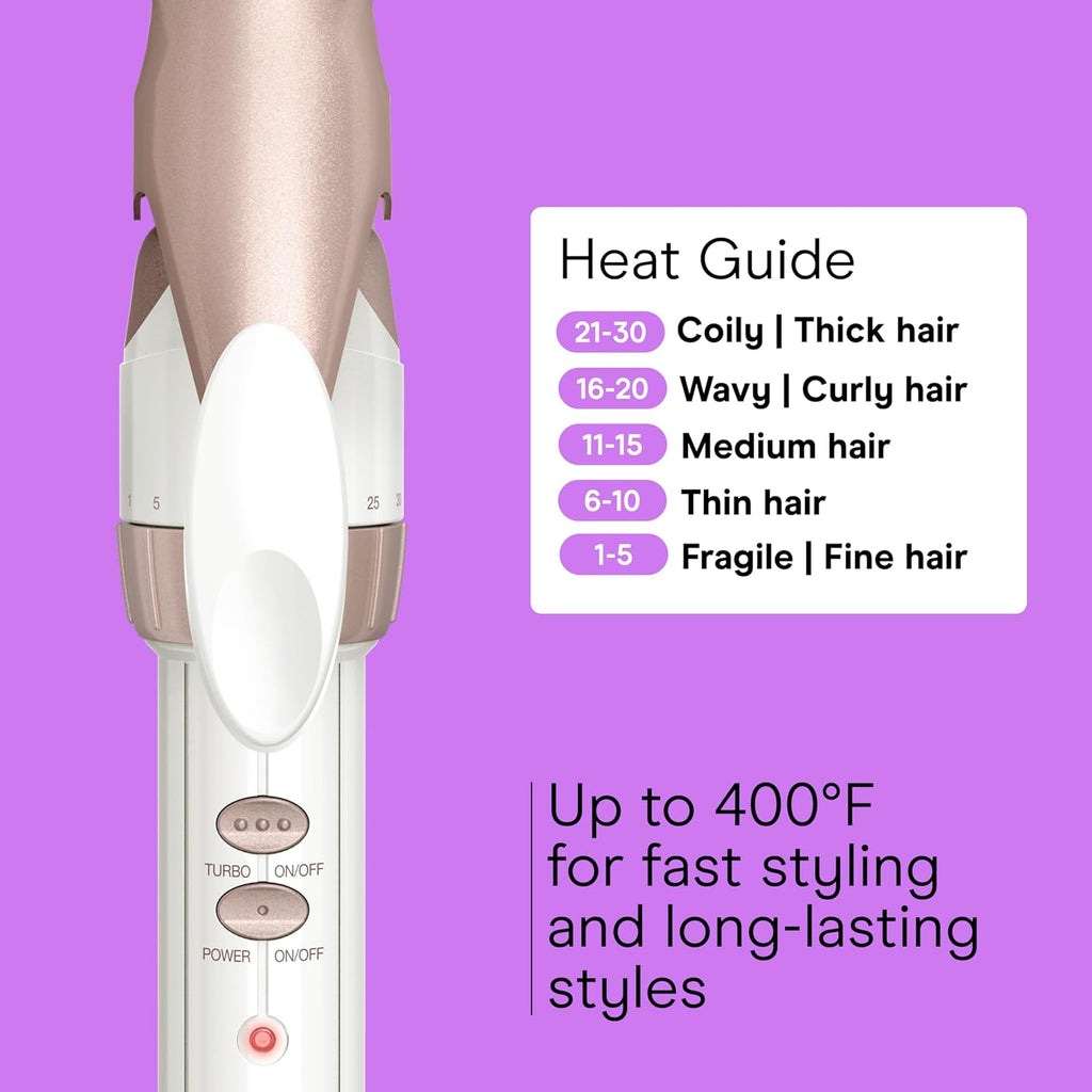 Double Ceramic Long Barrel 1-Inch Curling Iron, Extra-Long Barrel Creates Classic Curls to Loose Waves, Hair Curler for Use on Most Hair Lengths, White/Rose Gold