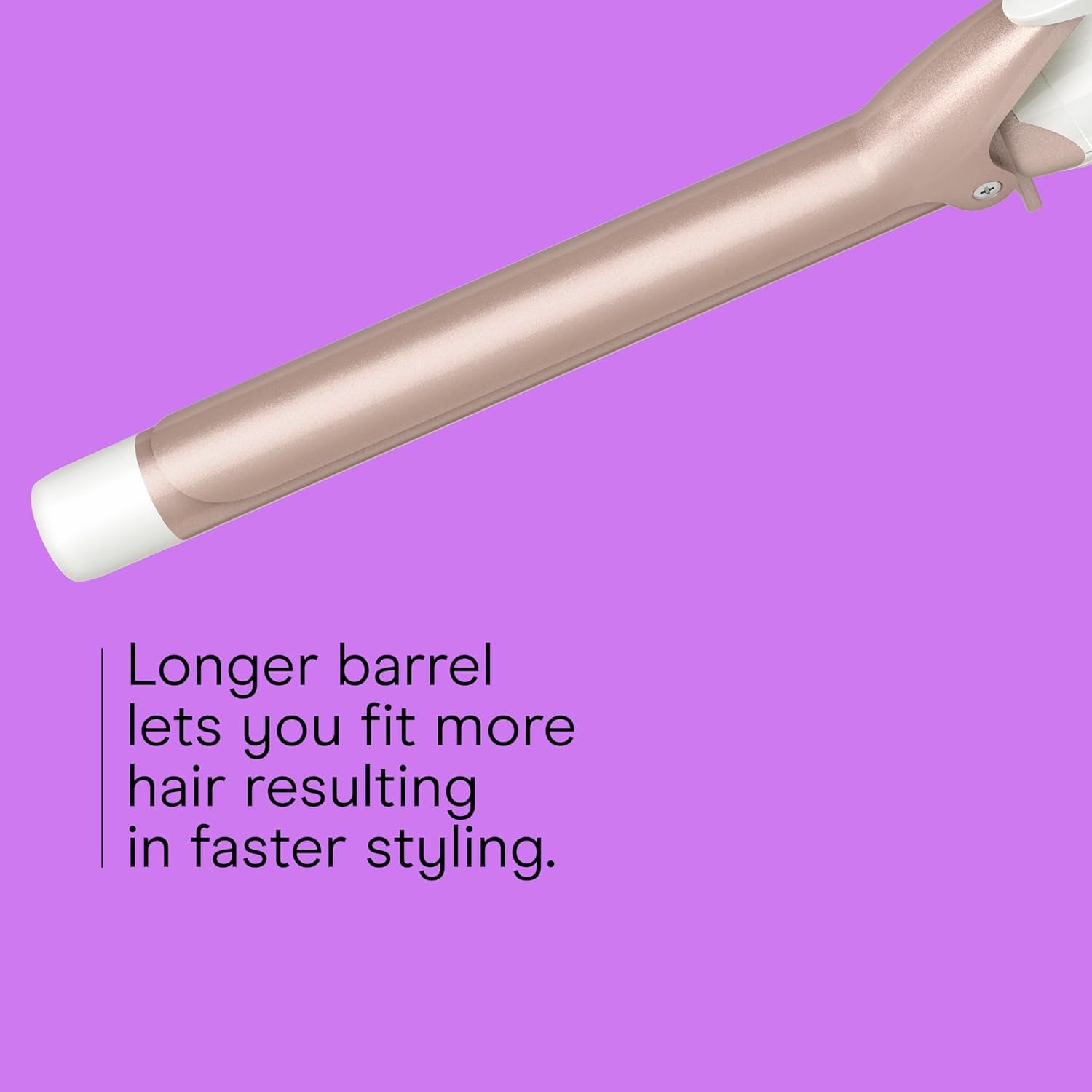 Double Ceramic Long Barrel 1-Inch Curling Iron, Extra-Long Barrel Creates Classic Curls to Loose Waves, Hair Curler for Use on Most Hair Lengths, White/Rose Gold