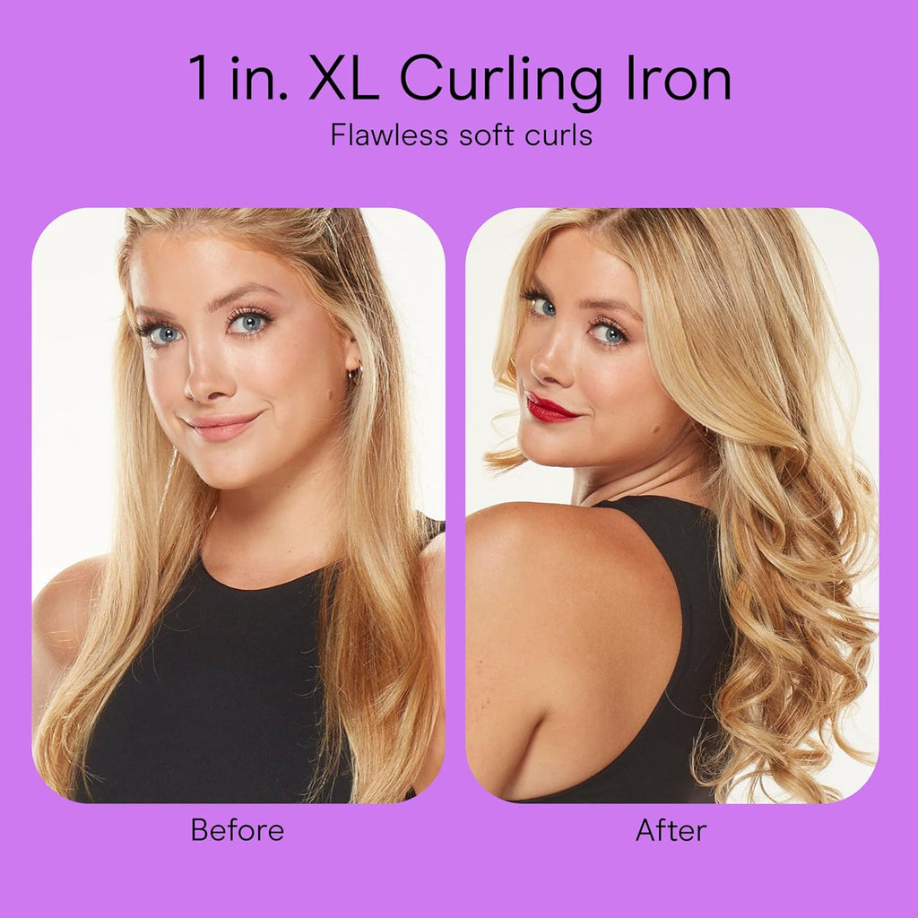 Double Ceramic Long Barrel 1-Inch Curling Iron, Extra-Long Barrel Creates Classic Curls to Loose Waves, Hair Curler for Use on Most Hair Lengths, White/Rose Gold