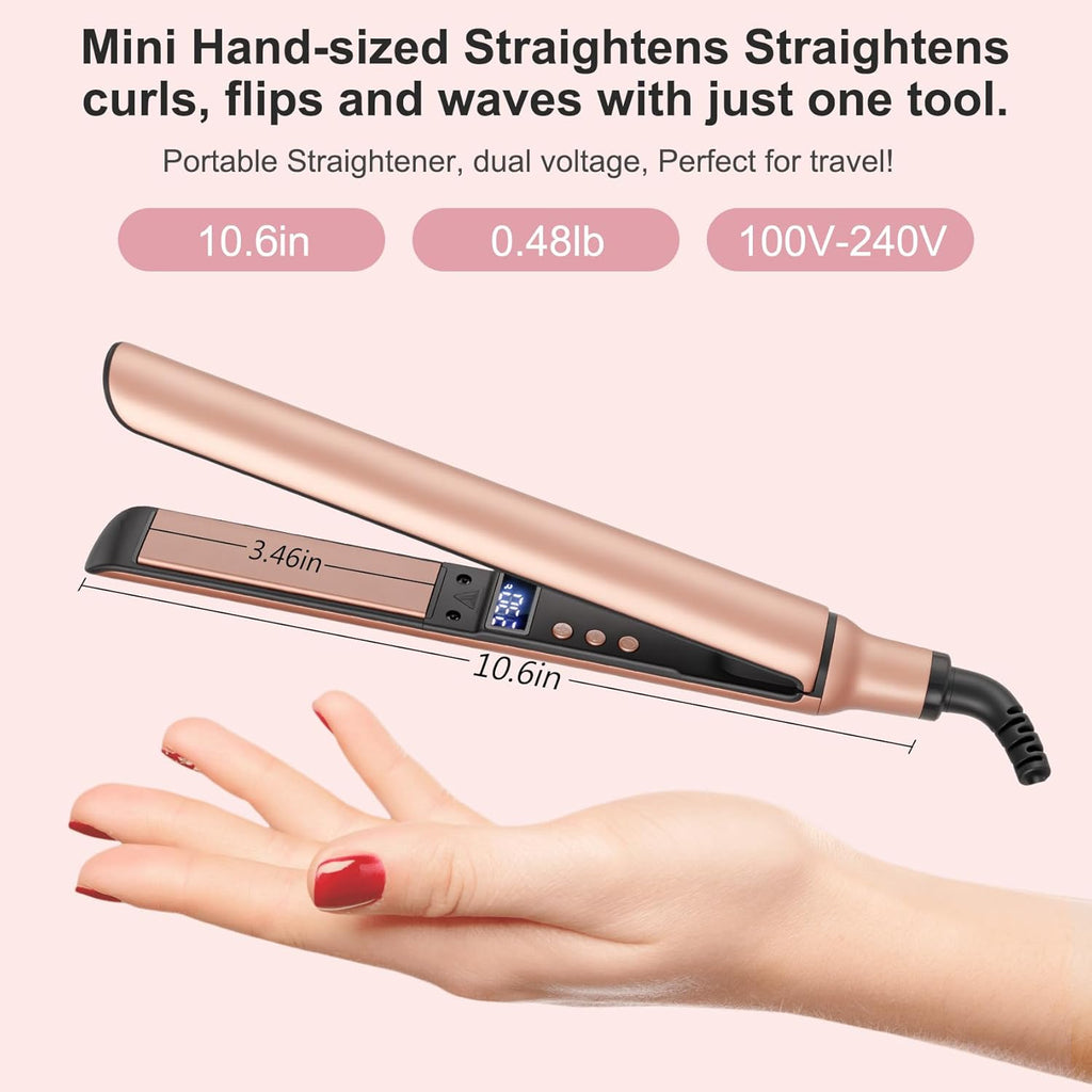 Mini Ceramic Flat Iron – Travel-Ready Hair Straightener for Short Hair & Bangs