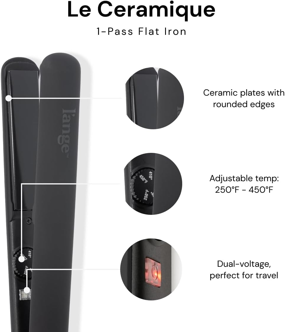 Le Ceramique Flat Iron – Fast-Heating 1-Pass Ceramic Straightener for Smooth, Shiny Styles
