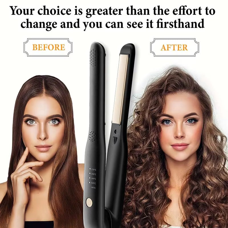 ✨ 2‑in‑1 Mini Hair Straightener & Curler – Fast‑Heating Ceramic Flat Iron for Short Hair & Travel