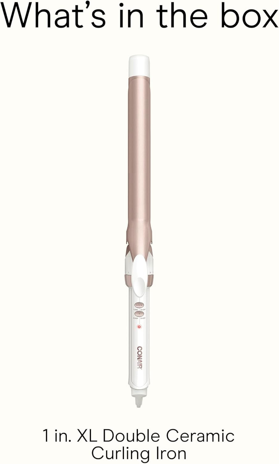 Double Ceramic Long Barrel 1-Inch Curling Iron, Extra-Long Barrel Creates Classic Curls to Loose Waves, Hair Curler for Use on Most Hair Lengths, White/Rose Gold